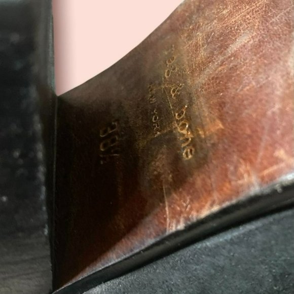 Rag & Bone Harrow Suede Distressed Black Booties Size 38.5 / 8.5 - Picture 8 of 8